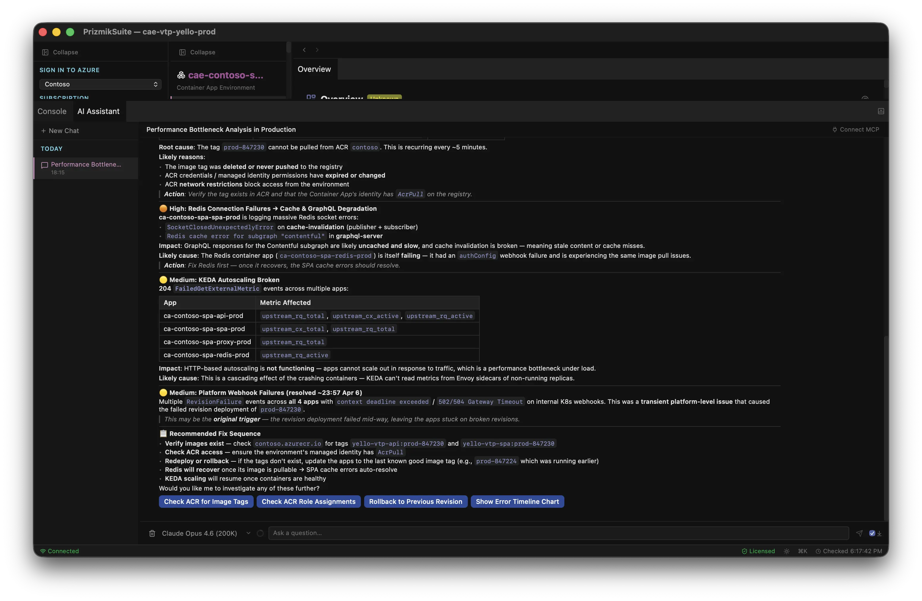 Prizmik AI assistant showing an agentic interaction