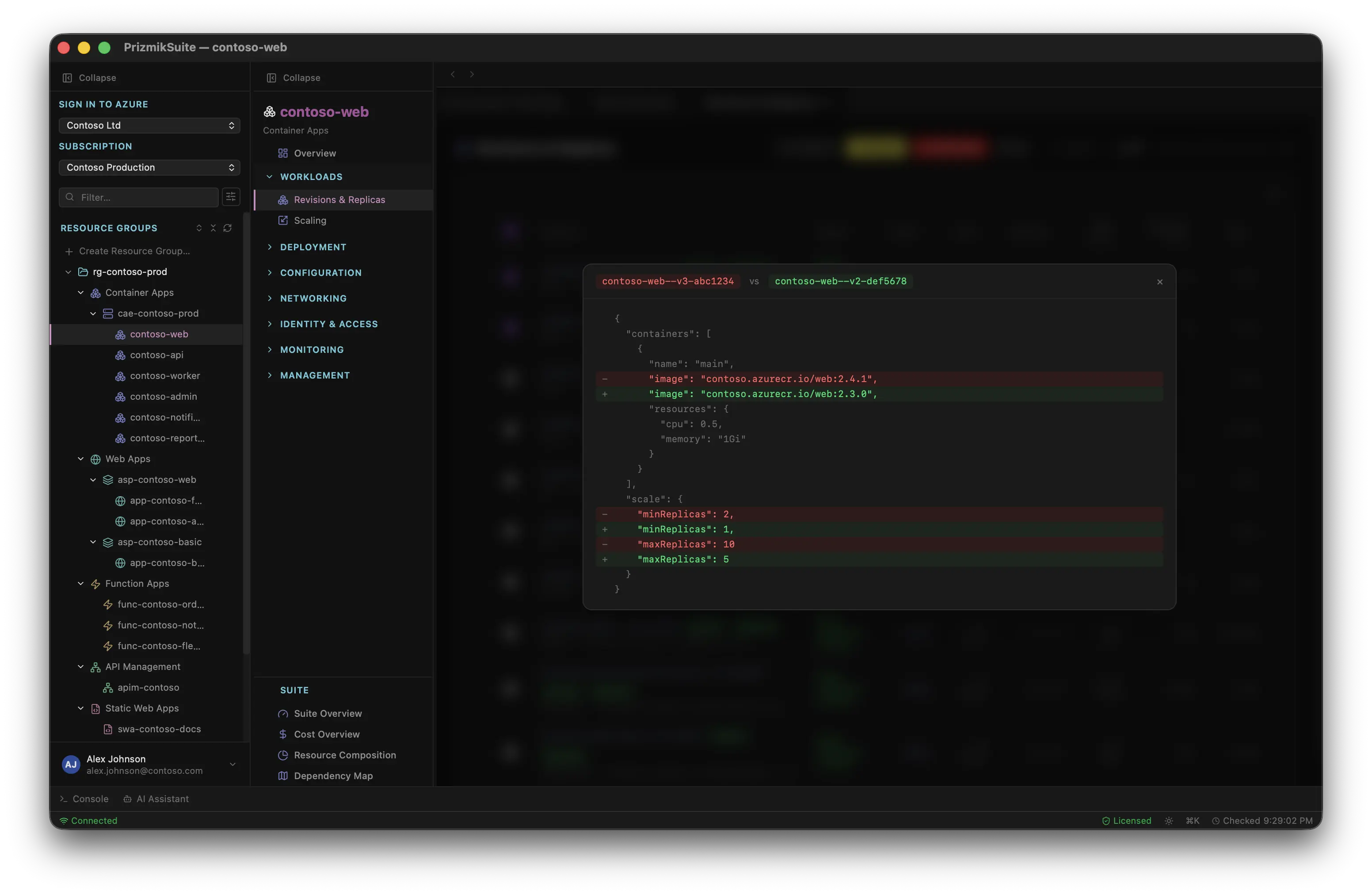 Prizmik's Deployment Diff feature